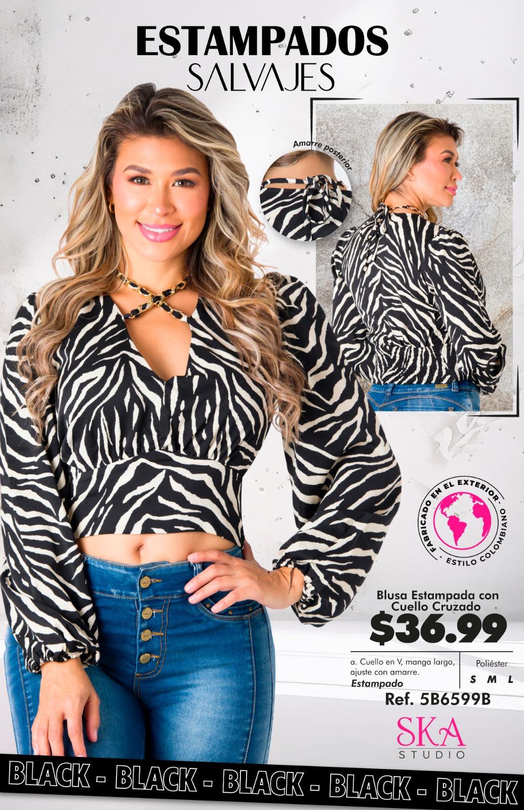 Blusa estampada con Cuello Cruzado