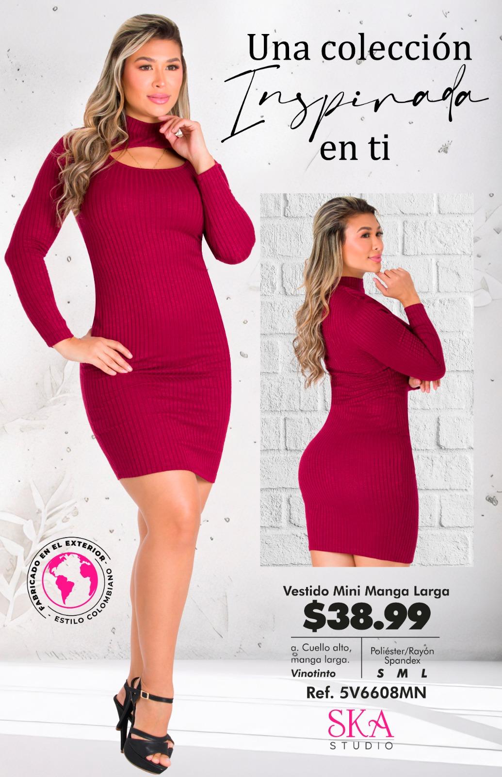 Vestido Mini Manga Larga