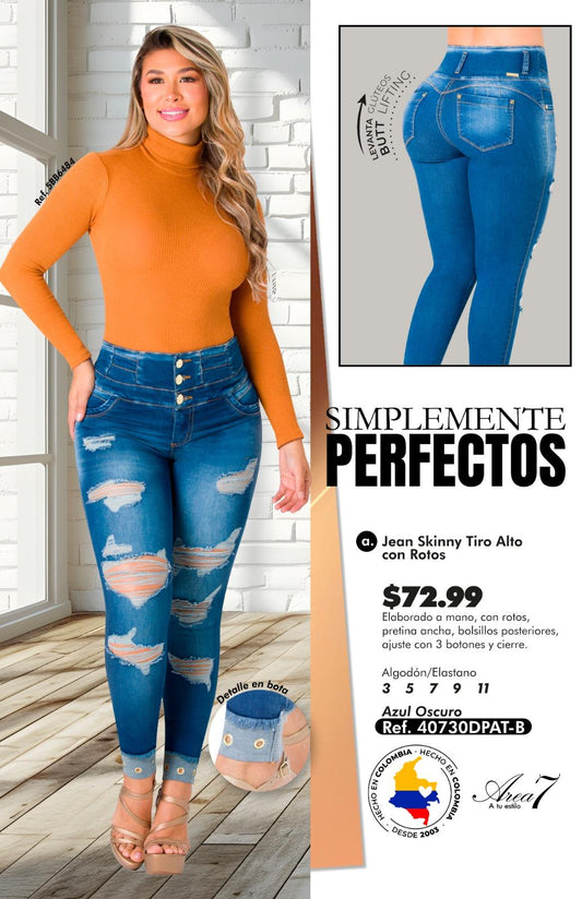 Jean Skinny Tirop Alto cin Rotos