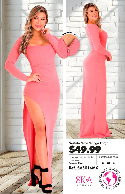 Vestido Maxi Manga Larga