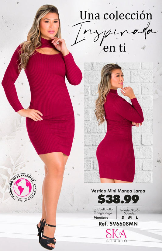 Vestido Mini Manga Larga