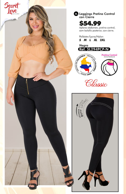 Leggings Pretina Control con Cierre